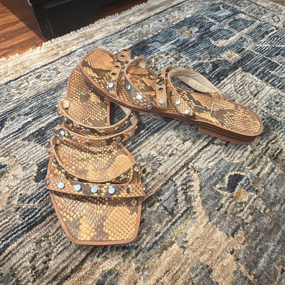 Dolce Vita Brown Snakeskin Sandals Flat Slide